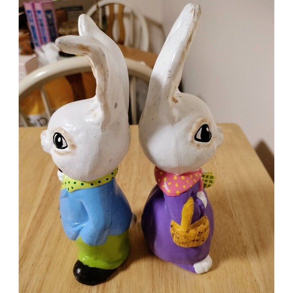 Vintage Hand Painted Bunny Rabbit Couple - Picture 4 of 6